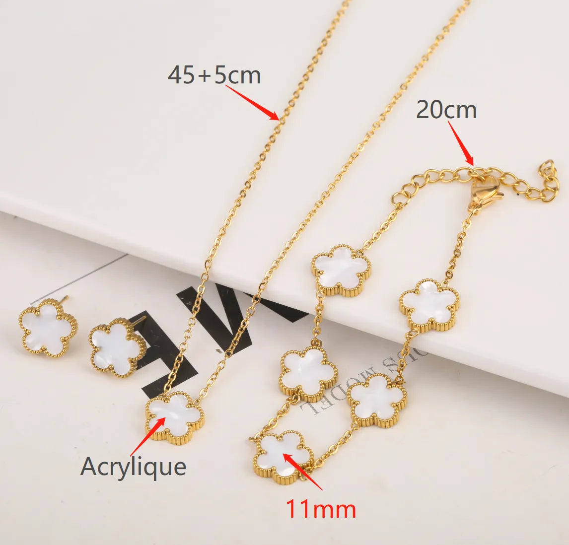 Luxury Luaxia Gold Plated Stainless Steel Flower Bracelet Set